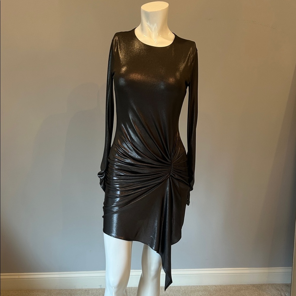 Elegant dark silver Long Sleeve Dress